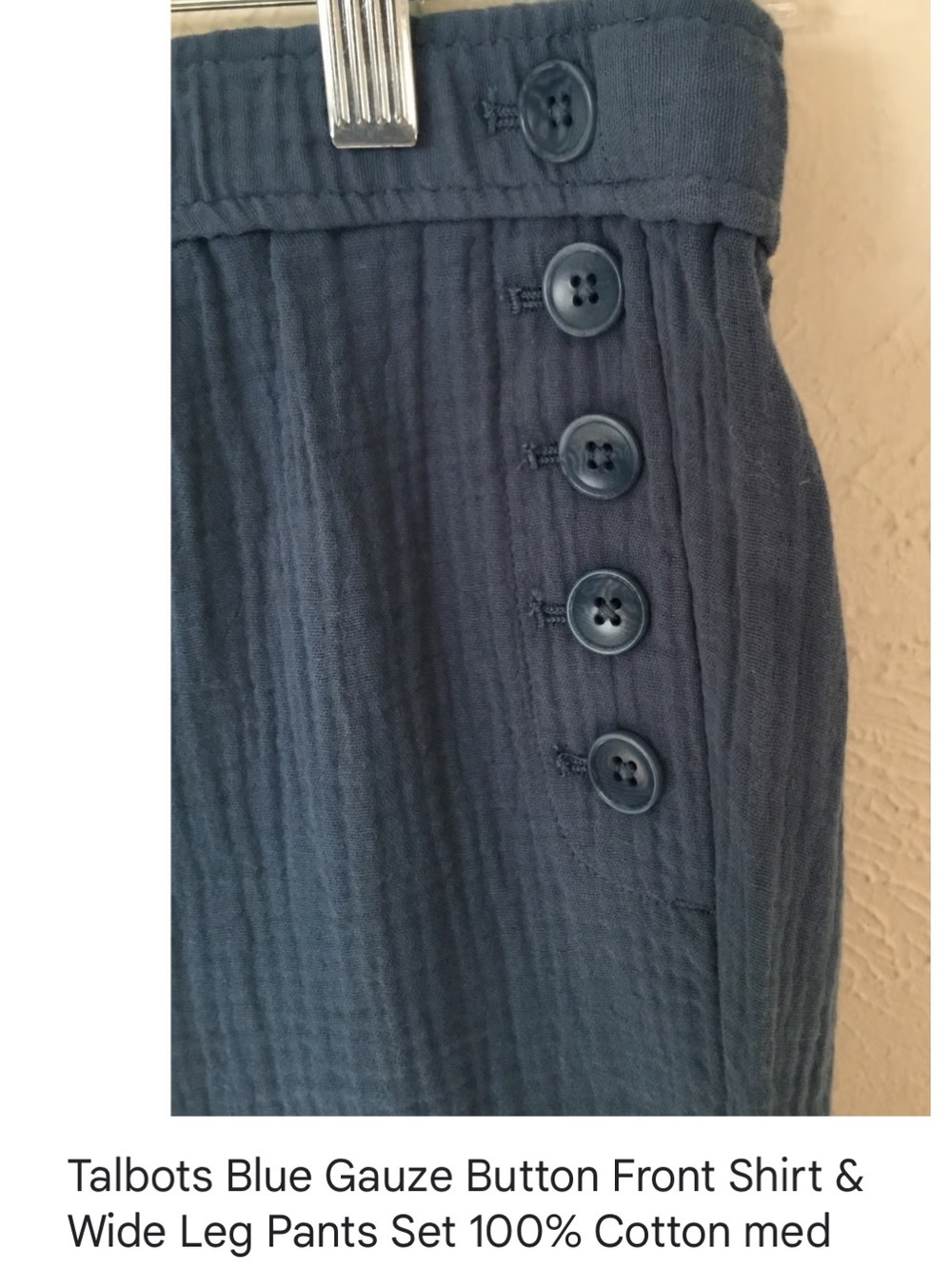 TALBOT - Navy Textured Button-Front - Picture 6 of 6